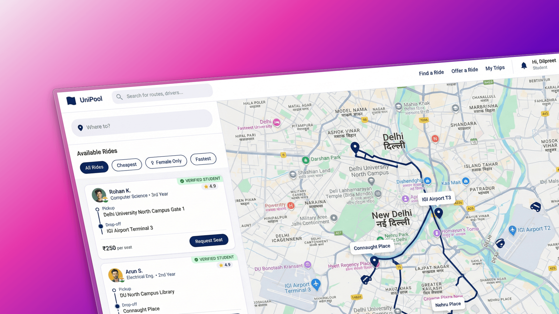 UniPool - University Carpooling Platform